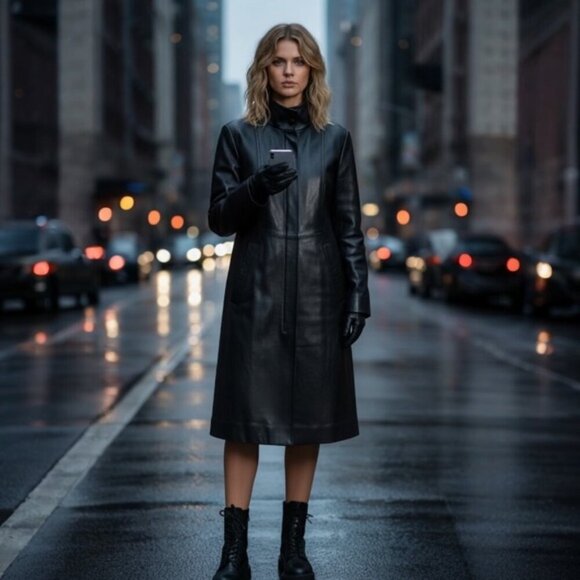 Danier Jackets & Blazers - Danier Leather NEW Long Jacket Coat Wool Lined Pockets Zipper Snap Closure Tag L